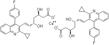 +雙{(3R,5S,6E)-7-[2-環丙基-4-(氟代苯基)喹啉-3-苯基]-3,5-二羥基-6-庚烯酸乙酯}鈣鹽(2:1)