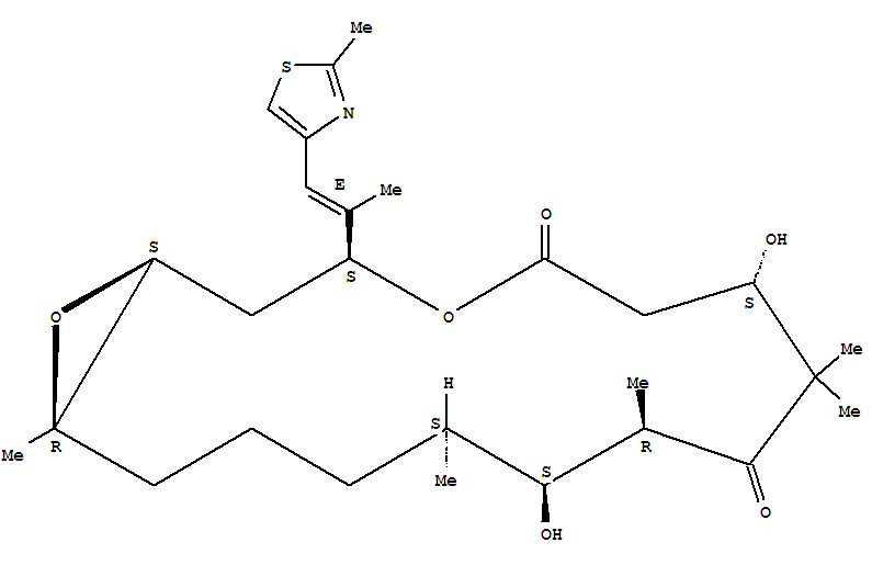 帕土匹龍; 埃坡霉素 B; (1S,3S,7S,10R,11S,12S,16R)-7,11-二羥基-8,8,10,12,16-五甲基-3-[(1E)-1-甲基-2-(2-甲基-4-噻唑基)乙烯基]-4,17-二氧雜雙環[14.1.0]十七烷-5,9-二酮