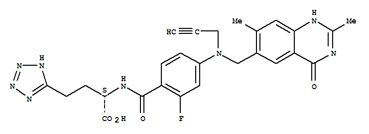 普來曲塞; (2S)-2-((4-(((2,7-二甲基-4-氧代-1,4-二氫喹唑啉-6-基)甲基)(丙-2-炔基)氨基)-2-氟苯甲酰)氨基)-4-(1H-四唑-5-基)丁酸