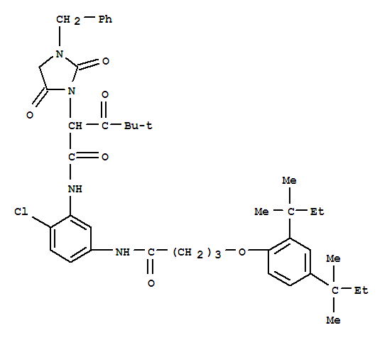 N-[5-[4-[2,4-雙(1,1-二甲基丙基)苯氧基]-丁酰氨基]-2-氯苯基]-Α-(2,2-二甲基丙酰基)-2,5-二氧代-3-芐基-1-咪唑烷乙酰胺