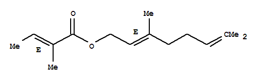 惕各酸香葉酯; (E,E)-3,7-二甲基-2,6-辛二烯-1-醇-2-甲基-2-丁烯酸酯