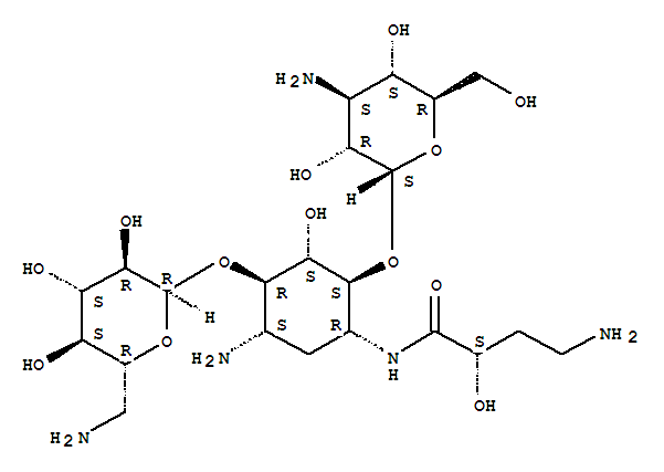 硫酸阿米卡星/硫酸丁胺卡那霉素/阿米卡霉素/O-3-氨基-3-脫氧-alpha-D-葡吡喃糖基-(1→6)-O-[(6-氨基-6-脫氧-alpha-D-葡吡喃糖基-(1→4)]-N-(4-氨基-2-羥基-1-氧丁基)-2-脫氧-D-鏈霉胺硫酸鹽