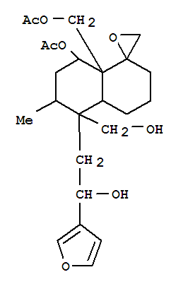 螺[萘并-1(8aH),2'-噁丙環]-5,8a-二甲醇,8-(乙酰氧基)-5-[2-(3-呋喃基)-2-羥基乙基]八氫-6-甲基-,  a8a-乙酸酯 (9CI)