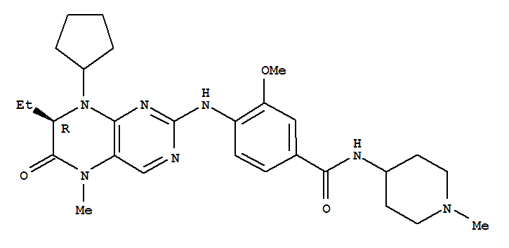 4-[[(7R)-8-環戊基-7-乙基-5,6,7,8-四氫-5-甲基-6-氧代-2-喋啶基]氨基]-3-甲氧基-N-(1-甲基-4-哌啶基)苯甲酰胺