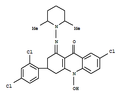 7-氯-3-(2,4-二氯苯基)-1-[(2,6-二甲基-1-哌啶基)亞氨基]-10-羥基-1,3,4,10-四氫-9(2H)-吖啶酮