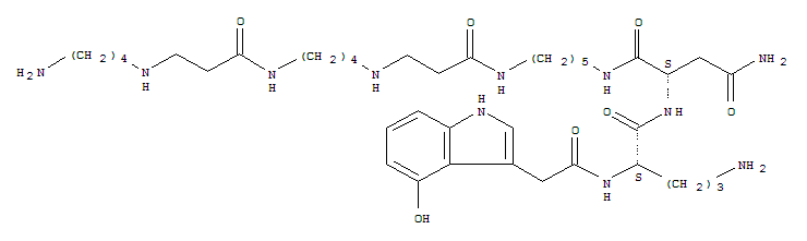 L-天冬氨酰胺,N2-[(4-羥基-1H-吲哚-3-基)乙酰基]-L-鳥氨酰基-N1-(23-氨基-7,16-二羰基-6,10,15,19-四氮雜二十三碳-1-基)-(9CI)