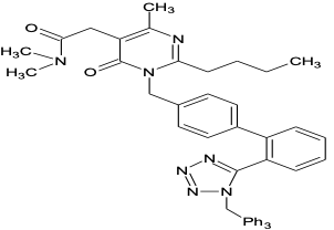 2-丁基-1,6-二氫-N,N,4-三甲基-6-氧代-1-[[2'-[1-(三苯甲基)-1H-四氮唑-5-基][1,1'-聯苯]-4-基]甲基]-5-嘧啶乙酰胺(非馬沙坦雜質D)